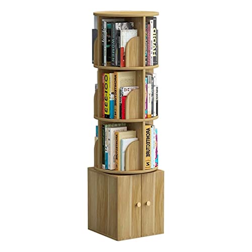 QBKLI Einfaches Bücherregal Mehrschichtiges kreatives Bücherregal Massivholz Platzsparende Bodenbücherregale 360 ° drehbares Regal Bücherregal Vollmond von QBKLI