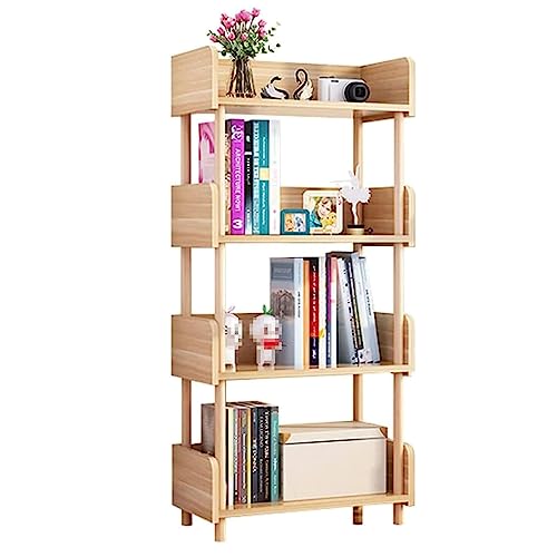 QBKLI Flexible Bücherregale, 4 Ebenen, Bücherregal, Holz, offenes, stehendes Bücherregal, 60 cm, Bücherregal für Zuhause, Wohnzimmer, Schlafzimmer, Bücherregal, Organizer, perfekte Möbel, Vollmond von QBKLI