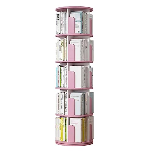 QBKLI Flexible Bücherregale 360 ° drehbares Bücherregal 5-stufiges Standbücherregal Einfache rosa Bücherregale für Wohnzimmer und Arbeitszimmer Bücherregal perfekte Möbel Vollmond von QBKLI