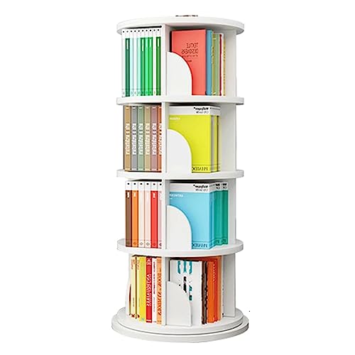 QBKLI Flexible Bücherregale 360 ° drehbares Bücherregal aus Holz, stehendes Bücherregal, großes Fassungsvermögen, platzsparendes Bücherregal-Organizer für zu Hause, perfekte Möbel, Vollmond von QBKLI