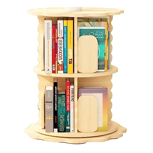 QBKLI Flexible Bücherregale 360 ° drehbares Bücherregal mit 2/3/4 Ebenen, stehendes Bücherregal, Kinderbilderbuch-Bücherregal für Schlafzimmer, Bücherregal-Organizer, perfekte Möbel, Vollmond von QBKLI