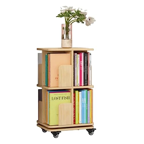 QBKLI Holz-Bücherregal, stehend, mehrstöckiges Bücherregal mit Rollen, für Zuhause, Bücherregal, Organizer, Bücherregal, Vollmond von QBKLI