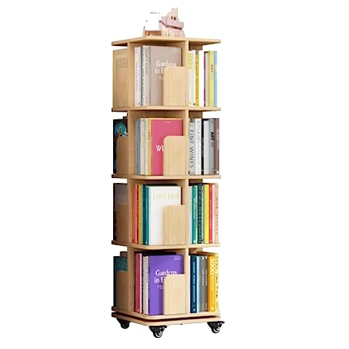 QBKLI Holz-Bücherregal, stehend, mehrstöckiges Bücherregal mit Rollen, für Zuhause, Bücherregal, Organizer, Bücherregal, Vollmond von QBKLI