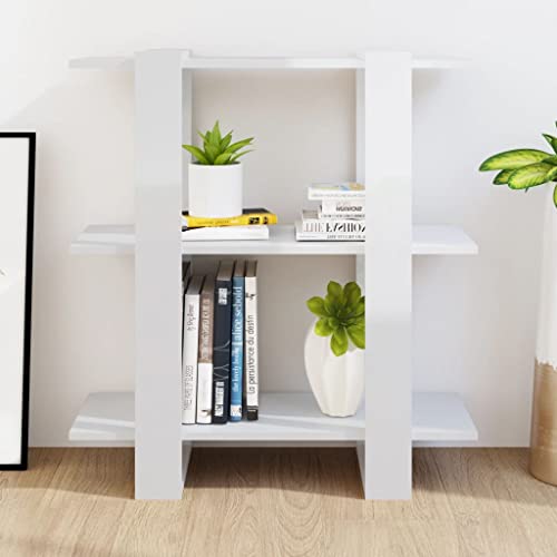 QBKLI Kleines Bücherregal mit 3 Etagen, 87 x 80 cm, bodenstehendes Bücherregal, Ausstellungsregal aus Holzwerkstoff, Moderne Lagerregale für Wohnzimmer, Heimbüro, Braun von QBKLI