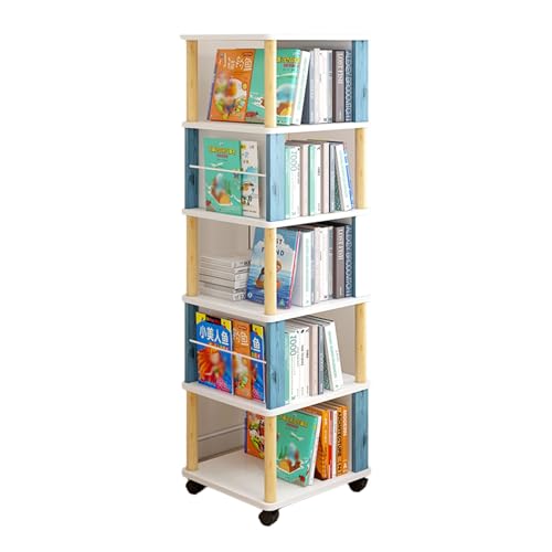 QBKLI Lagerregal, 5-stufiges drehbares Lagerregal, bodenstehendes Bücherregal, geeignet für Büro/Zuhause, Vollmond von QBKLI