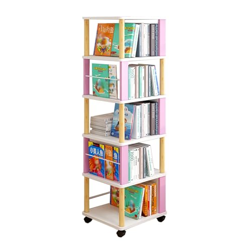 QBKLI Lagerregal, 5-stufiges drehbares Lagerregal, bodenstehendes Bücherregal, geeignet für Büro/Zuhause, Vollmond von QBKLI