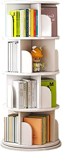 QBKLI Multifunktionales, um 360 Grad drehbares Bücherregal mit 4 Regalböden, drehbares Bücherregal, hohes Bücherregal, Regal-Aufbewahrungsorganizer für Schlafzimmer, Wohnzimmer und Heimbüro von QBKLI