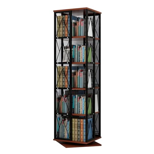QBKLI Rack 5-stufiges drehbares Aufbewahrungsregal, bodenstehendes Bücherregal, geeignet für Büro/Zuhause Vollmond von QBKLI