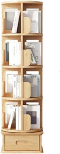 QBKLI Rotierendes Bücherregal, rotierendes Bücherregal, rotierendes Bücherregal, 360-Grad-einfaches Bücherregal, Aufbewahrungstisch, Massivholz, kleines Bücherregal, Wohnzimmer, einfaches Bodenregal von QBKLI