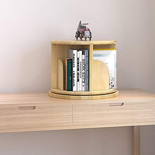 QBKLI Rotierendes Bücherregal aus Holz, kreative 360° drehbare Bücherregale, einfache Demontage, Lagerregale, Präsentationsständer, Zuhause, Arbeitszimmer, Büro, Holzfarbe, 48 x 30 cm von QBKLI
