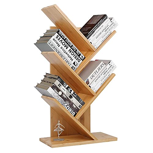 QBKLI Schreibtisch-Bücherregal, baumförmiges 4-stufiges Display-Bücherregal, verstellbares freistehendes Regal, für Arbeitszimmer, Schlafzimmer, Wohnzimmer von QBKLI