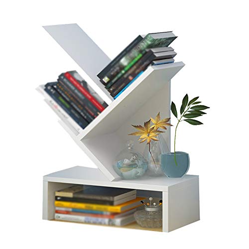 QBKLI -Sling-Bücherregal, Schreibtisch-Aufbewahrungsregale, Baumform, kreativ, einfach, Holzschutzmittel, platzsparend, 3 Farben, 2 Größen von QBKLI