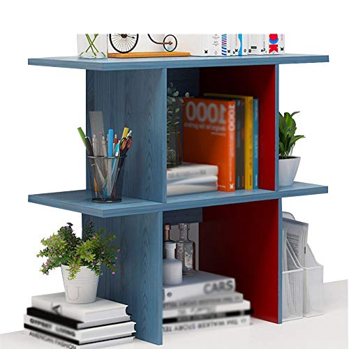 QBKLI -Sling-Bücherregal, Schreibtisch-Bücherregal, kreativ, hoch und niedrig, 2-lagiges offenes Holz, langlebig, 3 Farben, 3 Größen von QBKLI