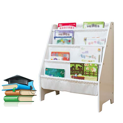 QBKLI -Sling Bücherregal 4 Ebenen Ausstellungsständer Bodenstehend Kinderzimmer Holz Korrosionsbeständig Hohe Kapazität von QBKLI