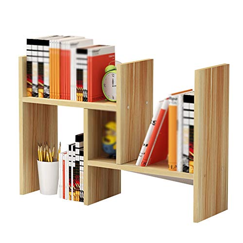 QBKLI -Sling-Bücherregal Sling-Bücherregal, verstellbares Schreibtisch-Bücherregal aus Naturholz, Bambus-Schreibtisch-Aufbewahrungsorganisator, Bücherregal auf der Theke, 2 Farben von QBKLI