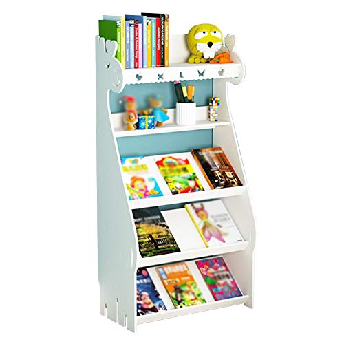 QBKLI -Sling-Bücherregal für Kinder, bodenstehend, 5 Schichten, multifunktional, hohles Schnitzen, kreatives geneigtes Laminat, 3 Farben, 2 Größen von QBKLI