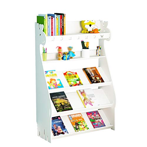 QBKLI -Sling-Bücherregal für Kinder, bodenstehend, 5 Schichten, multifunktional, hohles Schnitzen, kreatives geneigtes Laminat, 3 Farben, 2 Größen von QBKLI