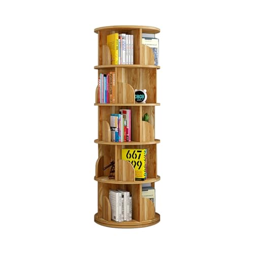 QBKLI Um 360 Grad drehbares Bücherregal, rundes drehbares Bücherregal für kleine Räume, bodenstehendes Bücherregalregal für Schlafzimmer/Wohnzimmer Vollmond von QBKLI