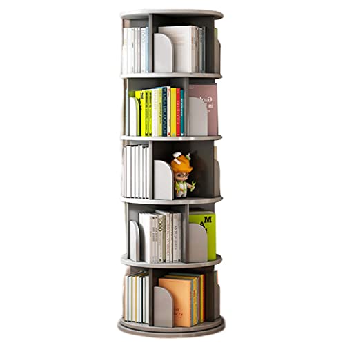 QBKLI Um 360 Grad drehbares Bücherregal mit 5 Regalen, multifunktionales drehbares Bücherregal für Schlafzimmer, Wohnzimmer und Heimbüro – platzsparende Aufbewahrungslösung von QBKLI
