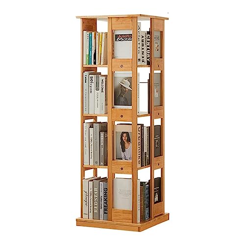QBKLI Um 360 ° drehbares Bücherregal, Bücherregal aus Massivholz, mehrschichtiges Bücherregal, bewegliches, offenes, unabhängiges Regal, Bücherregal für das Home-Office, Vollmond von QBKLI
