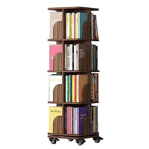 QBKLI Um 360 ° drehbares Bücherregal, Bücherregal mit mehrschichtiger Lagerung, Dickes PVC-Blattregal, unabhängige Bücherregale, kleine Stellfläche, Vollmond von QBKLI