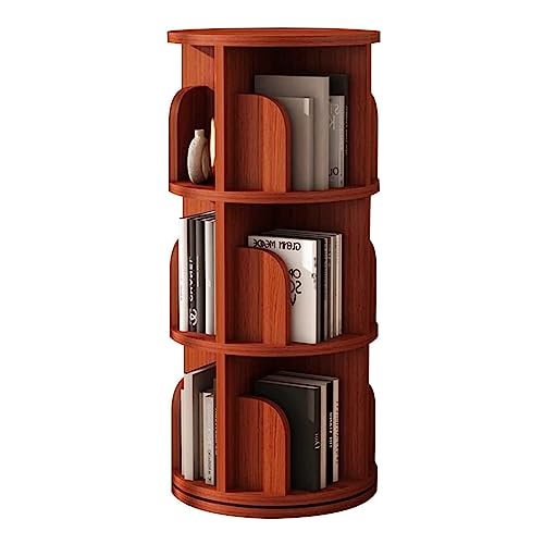 QBKLI Um 360 ° drehbares Bücherregal, umweltfreundliches Bücherregal aus Massivholz, offenes Präsentationsregal, Bücherregal mit gebogenem Schallwanddesign, Vollmond von QBKLI