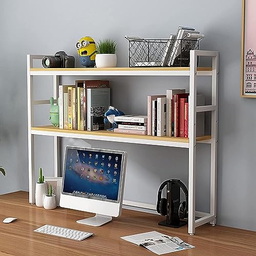 QBKLI Verstellbares Bücherregal für den Schreibtisch – 2-stufiges Bücherregal für den Computertisch als Aufbewahrungs- und Präsentationsregal für das Homeoffice – Leiterregal für die Arbeitsplatte von QBKLI