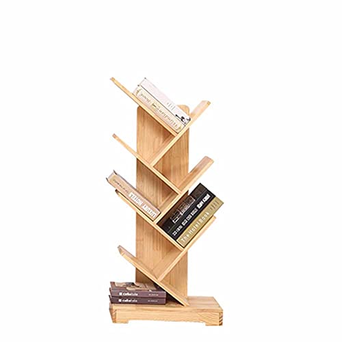 QBKLI Vintage-Baum-Bücherregal, Bodenregal, freistehendes Regal, dekorative Bücherregale aus Massivholz, für Schlafzimmer, Wohnzimmer von QBKLI