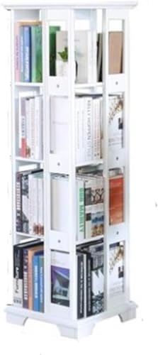Rotierendes Bücherregal, rotierendes Bücherregal, vom Boden bis zur Decke, 360-Grad-Bücherregal aus massivem Holz, einfaches Bücherregal, rotierendes Bücherregal, bewegliches Riemenscheiben-Lagerreg von QBKLI