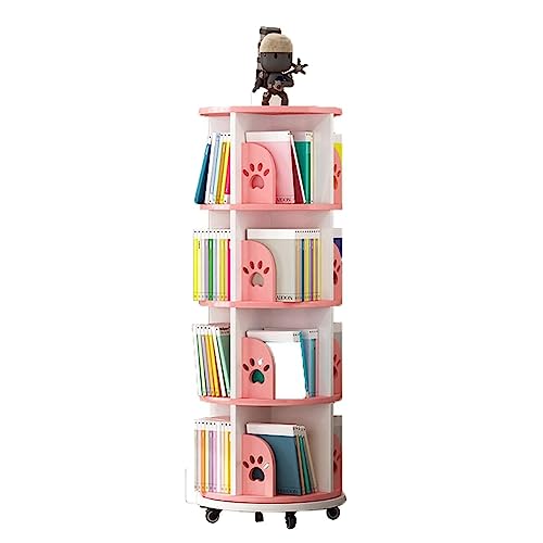 flexible Bücherregale, um 360° drehbares Bücherregal, rollendes Bücherregal aus Holz, mehrschichtiges stehendes Bücherregal für Wohnzimmer und Arbeitszimmer, Bücherregal, Organizer, perfekte Möbel, von QBKLI