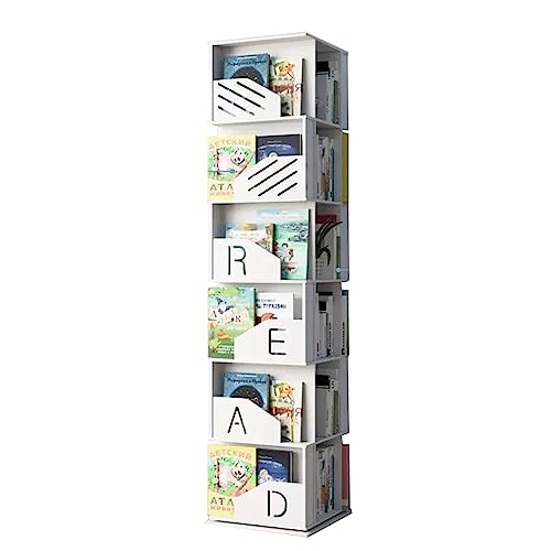 flexible Bücherregale, um 360° drehbares Bücherregal, rollendes Bücherregal aus Holz, mehrschichtiges stehendes Bücherregal für Wohnzimmer und Arbeitszimmer, Bücherregal, Organizer, perfekte Möbel, von QBKLI