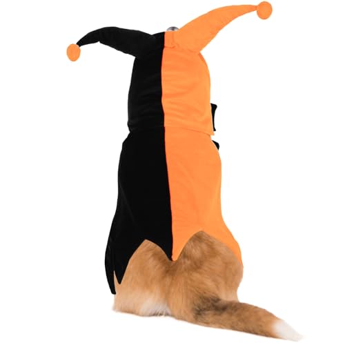 QBLEEV Hunde-Halloween-Kostüm, lustiges Party-Zirkus-inspiriertes Cosplay mit Kapuze und Umhang, warmer Winterpullover für kaltes Wetter, verstellbarer Haustier-Outfit, Kapuzenpullover für kleine QBLEEV Hunde-Halloween-Kostüm, lustiges Party-Zirkus-inspiriertes Cosplay mit Kapuze und Umhang, warmer Winterpullover für kaltes Wetter, verstellbarer Haustier-Outfit, Kapuzenpullover für kleine von QBLEEV