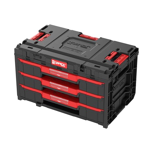 Qbrick System Werkzeugkoffer One Drawer 3 Toolbox 2.0 Black Werkzeugkasten mit 3 Schubladen IP66 Robust 36 kg Tragkraft 120 kg Belastbar Modular von QBRICK SYSTEM