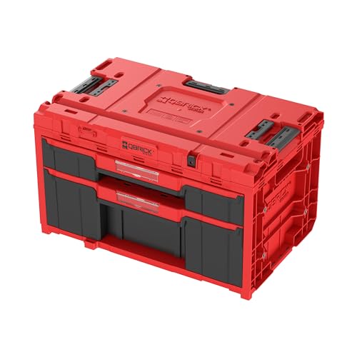 Qbrick System Werkzeugkoffer One Drawer 2 Plus Toolbox 2.0 Red Ultra HD Werkzeugkasten mit 2 Schubladen Extrem Widerstandsfähig 24 kg Tragkraft Modular von QBRICK SYSTEM
