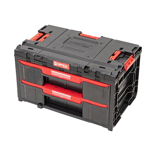 Qbrick System Werkzeugkoffer One Drawer 2 Toolbox 2.0 Black Werkzeugkasten mit 2 Schubladen IP66 Robust 24 kg Tragkraft Modular von QBRICK SYSTEM