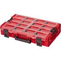 Qbrick System ONE Organiser XL 2.0 Long Bin RED ULTRA HD Custom stapelbar 582 x 387 x 131 mm 13,5 l IP66 mit 4 Inlays und 12 Trennwänden von QBRICK SYSTEM