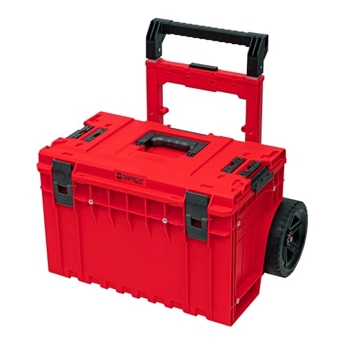 Qbrick System One Cart 2.0 Ultra HD Werkzeugkoffer Rollbar Werkzeugtrolley Werkzeugkasten Werkzeugbox aus Kunstoff Werkzeugkiste auf Rädern mit Klemmverschlüssen Rollende Werkstatt Rot 64,1x48,5x66 cm von QBRICK SYSTEM