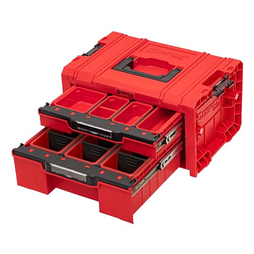 Qbrick System Pro Drawer 2 Toolbox 2.0 Expert Red Ultra HD Werkzeugkoffer Werkzeugkasten Werkzeugbox aus Kunstoff Werkzeugkiste mit Schubladen Toolbox Organizer Für Werkstatt Rot 45 x 31 x 24,4 cm von QBRICK SYSTEM