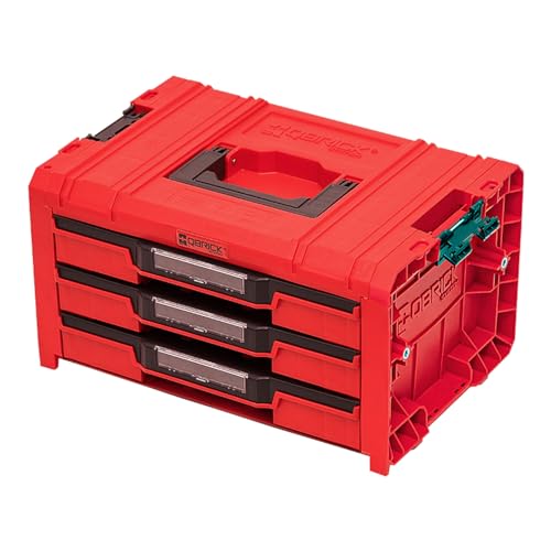 Qbrick System Pro Drawer 3 Toolbox Expert Red Ultra HD Werkzeugkoffer Werkzeugkasten Werkzeugbox aus Kunstoff Werkzeugkiste mit Schubladen Toolbox Organizer Für Werkstatt Rot 45 x 31 x 24,4 cm von QBRICK SYSTEM