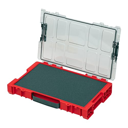 Qbrick System Pro Organizer 100 Mfi Red Ultra HD Sortimentskasten Sortierkasten Schraubenbox Sortierbox Kleinteilemagazin Werkzeugbox Für Werkstatt Sortierboxen Für Kleinteile Rot 45,2 x 29,6 x 7,9 cm von QBRICK SYSTEM