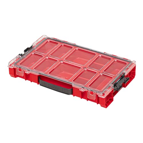 Qbrick System Pro Organizer 100 Red Ultra HD Sortimentskasten Sortierkasten Schraubenbox Sortierbox Kleinteilemagazin Werkzeugbox Für Werkstatt Sortierboxen Für Kleinteile Rot 45,2 x 29,6 x 7,9 cm von QBRICK SYSTEM