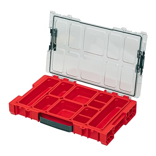 Qbrick System Pro Organizer 100 Red Ultra HD Sortimentskasten Sortierkasten Schraubenbox Sortierbox Kleinteilemagazin Werkzeugbox Für Werkstatt Sortierboxen Für Kleinteile Rot 45,2 x 29,6 x 7,9 cm von QBRICK SYSTEM