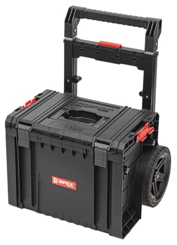 Qbrick System Werkzeugkoffer Auf Rollen Werkstattwagen Werkzeugtrolley Werkzeugkasten Leer Werkzeugkiste PRO Cart 2.0 BLACK Plus Schwarz Rot 490 x 415 x 660 mm von QBRICK SYSTEM