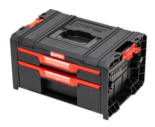 Qbrick System Werkzeugkoffer Werkzeugkasten Leer Werkzeugkiste PRO Drawer 2 Toolbox 2.0 Basic Schwarz Rot 450 x 310 x 244 mm von QBRICK SYSTEM