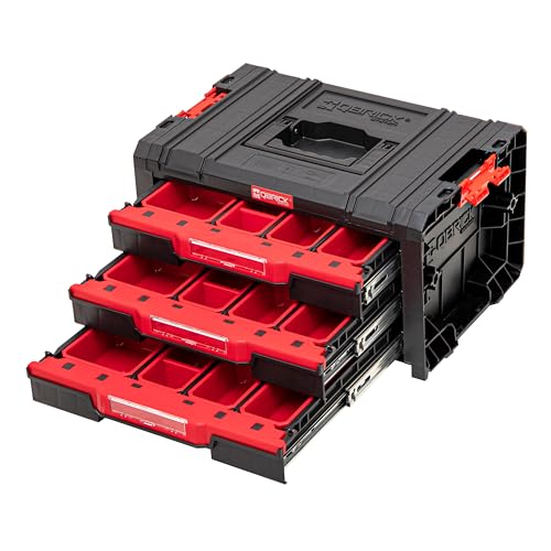 Qbrick System Werkzeugkoffer Werkzeugkasten Leer Werkzeugkiste PRO Drawer 3 Toolbox 2.0 Expert Schwarz Rot 450 x 310 x 244 mm von QBRICK SYSTEM