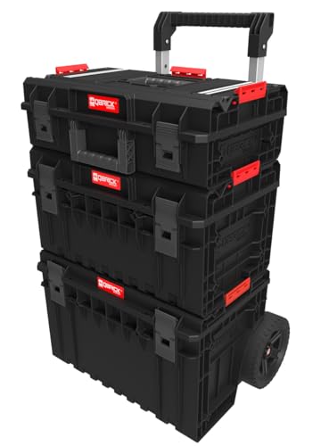 QBRICK - Werkzeugkoffer Leer - Werkzeugkasten mit Rollen - 3er-Set - Werkstattwagen aus Robustem Kunststoff - mit Multifunktions- Deckel - System One 2 0 Cart Technic Set Nr 1 von QBRICK