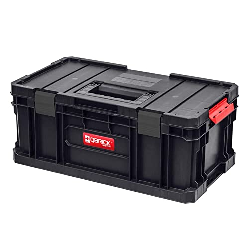 Qbrick System TWO Toolbox Plus Werkzeugkoffer Tolbox Werkzeugkiste schwarz I Modularer I Polyamidspange und robustem Griff I zwei einstellbare Stauraum I von bis zu 100 kg Gesamtgewicht I NEU von QBRICK