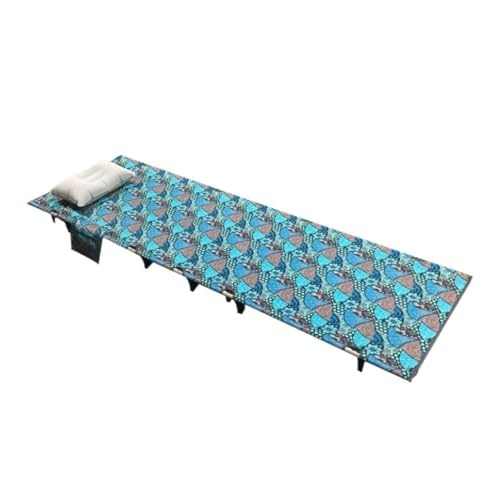 QBSHLHT Leicht zu montieren Blau gemustertes Outdoor-Klappbett mit Zubehör, ideal for komfortablen Schlaf im Freien - Perfekt für kleine Räume von QBSHLHT