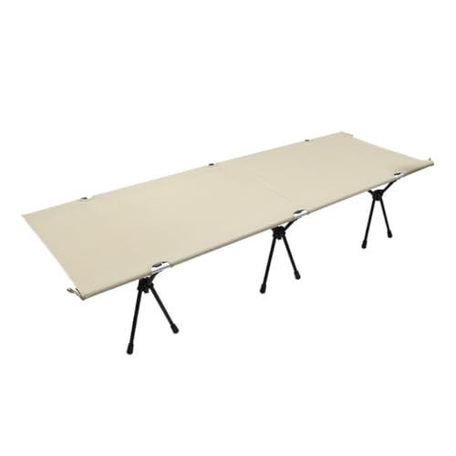 QBSHLHT Leicht zu montieren Klappbett Outdoor Freizeit Klappbett Aluminiumlegierung Halterung Leichtes Und Verstaubares Camping-Grill-Feldbett - Perfekt für kleine Räume(Beige) von QBSHLHT