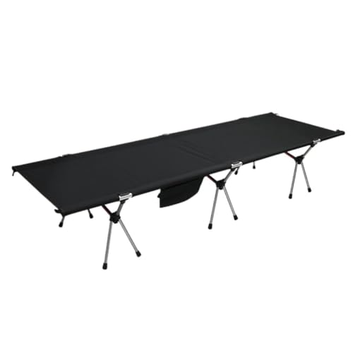 QBSHLHT Leicht zu montieren Klappbett Outdoor Freizeit Klappbett Aluminiumlegierung Halterung Leichtes Und Verstaubares Camping-Grill-Feldbett - Perfekt für kleine Räume(Black) von QBSHLHT